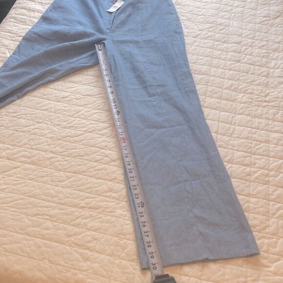 NEW Ann Taylor High Rise Straight Leg Light Blue Linen Trousers Size 10 - Picture 6 of 9
